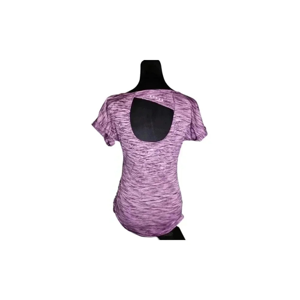 Reebok Women's Play‎ Dry Purple Ruched Activewear Short Sleeve Shirt Size S - Picture 5 of 8